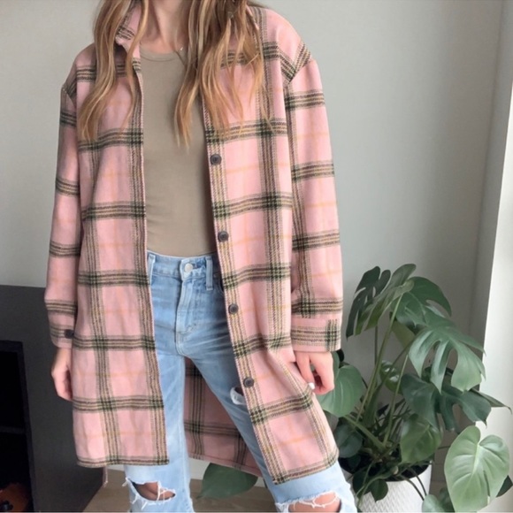 wild fable Jackets & Blazers - Wild Fable Plaid Long Flannel Shacket Shirt Size XXL